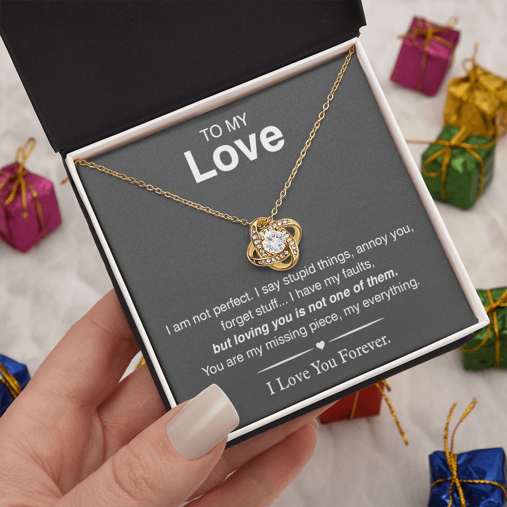 To My Love, You Are My Missing Piece Love Knot Necklace