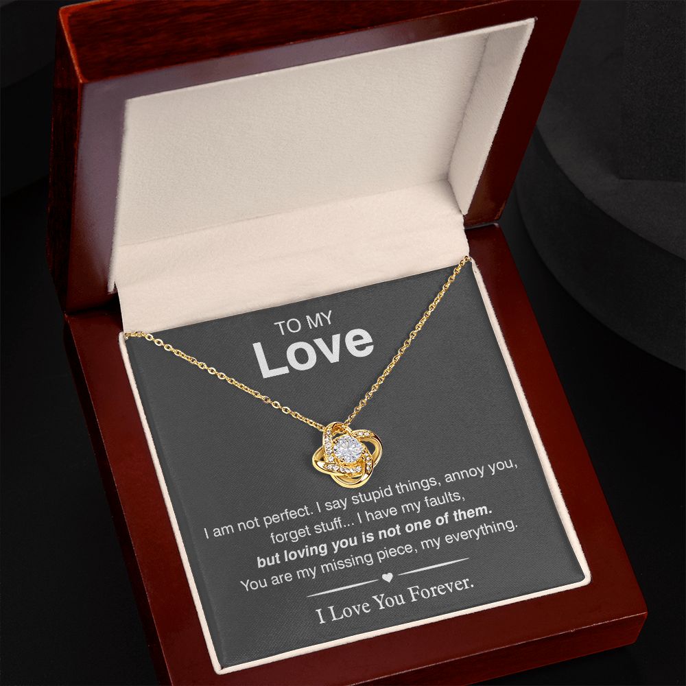 To My Love, You Are My Missing Piece Love Knot Necklace