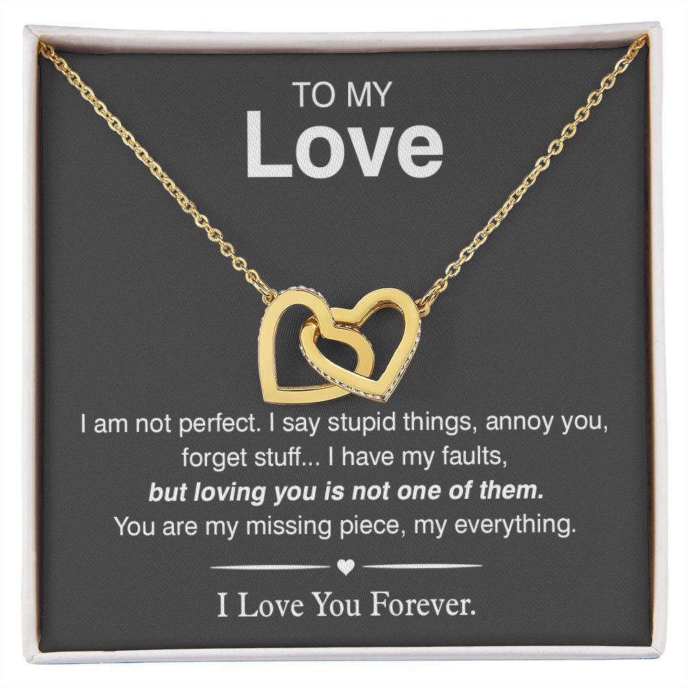 To My Love, You Are My Missing Piece Interlocking Hearts Necklace