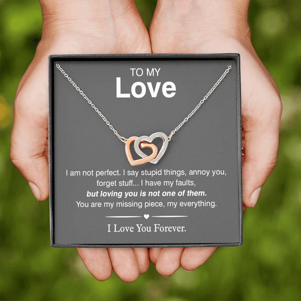 To My Love, You Are My Missing Piece Interlocking Hearts Necklace