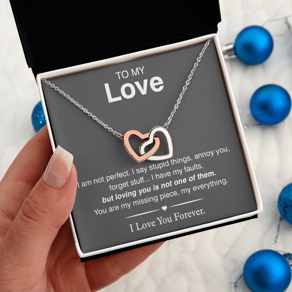 To My Love, You Are My Missing Piece Interlocking Hearts Necklace