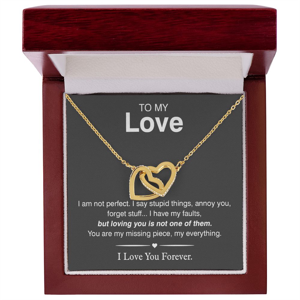To My Love, You Are My Missing Piece Interlocking Hearts Necklace