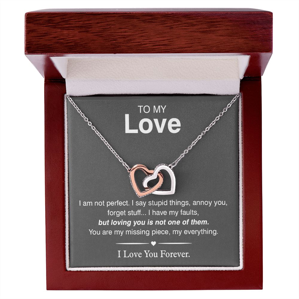 To My Love, You Are My Missing Piece Interlocking Hearts Necklace