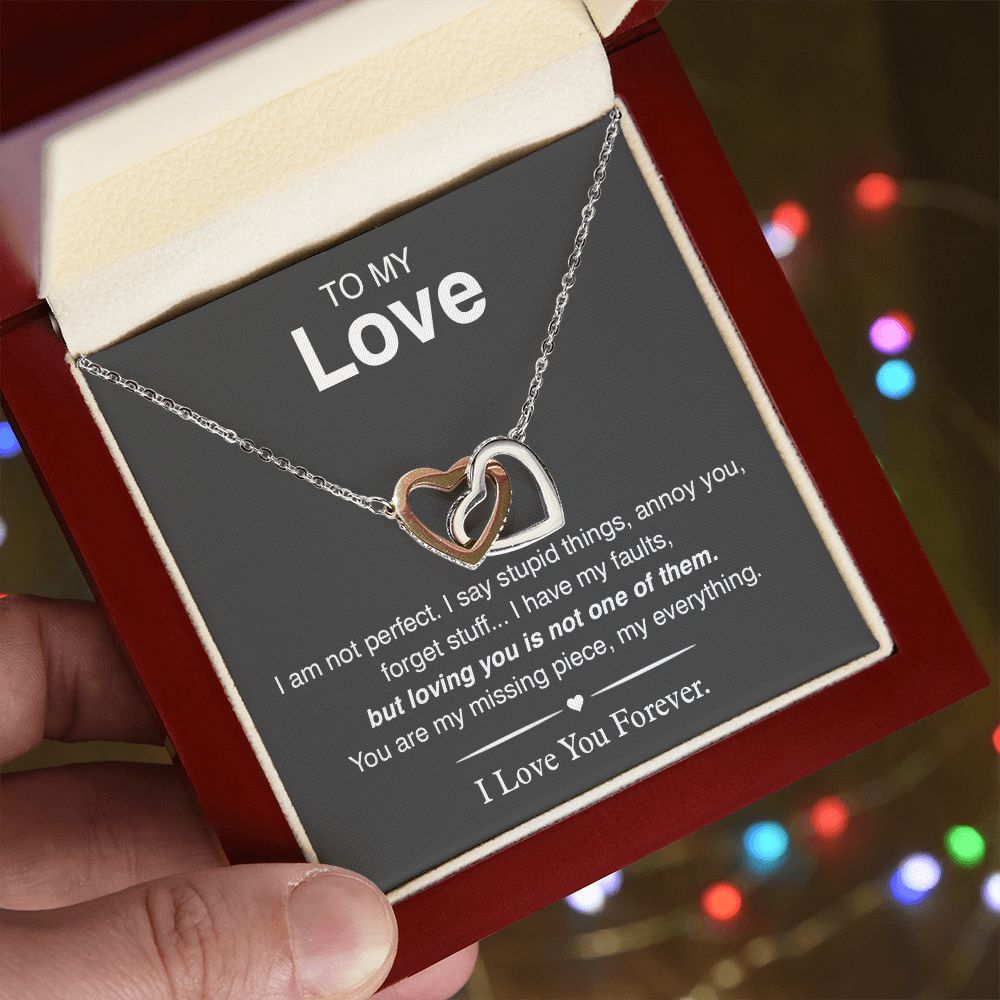 To My Love, You Are My Missing Piece Interlocking Hearts Necklace