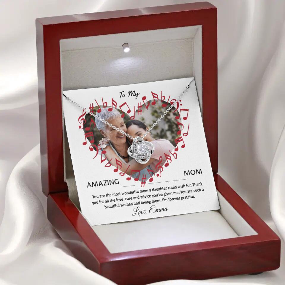 Necklace with Personalized Message Card Gift for Mom