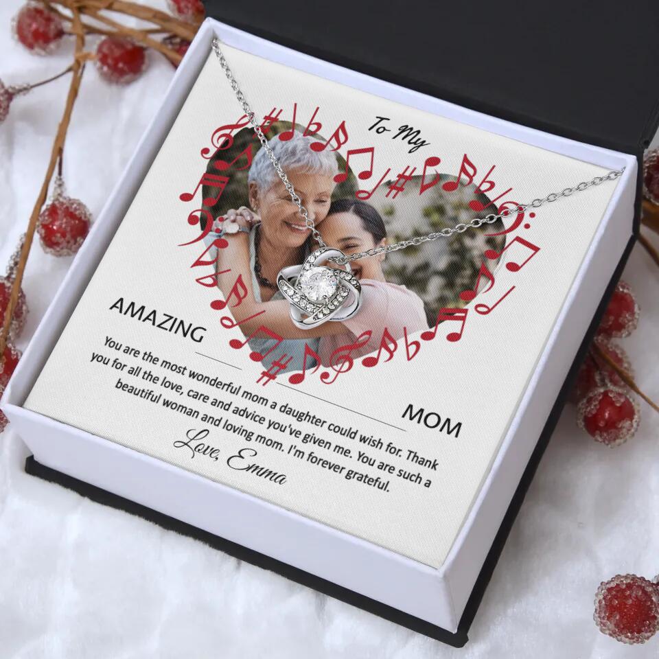 Necklace with Personalized Message Card Gift for Mom