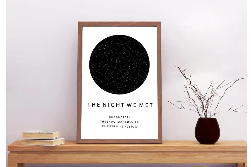 Custom Star Map Print - Night We Met - Anniversary Gift Romantic
