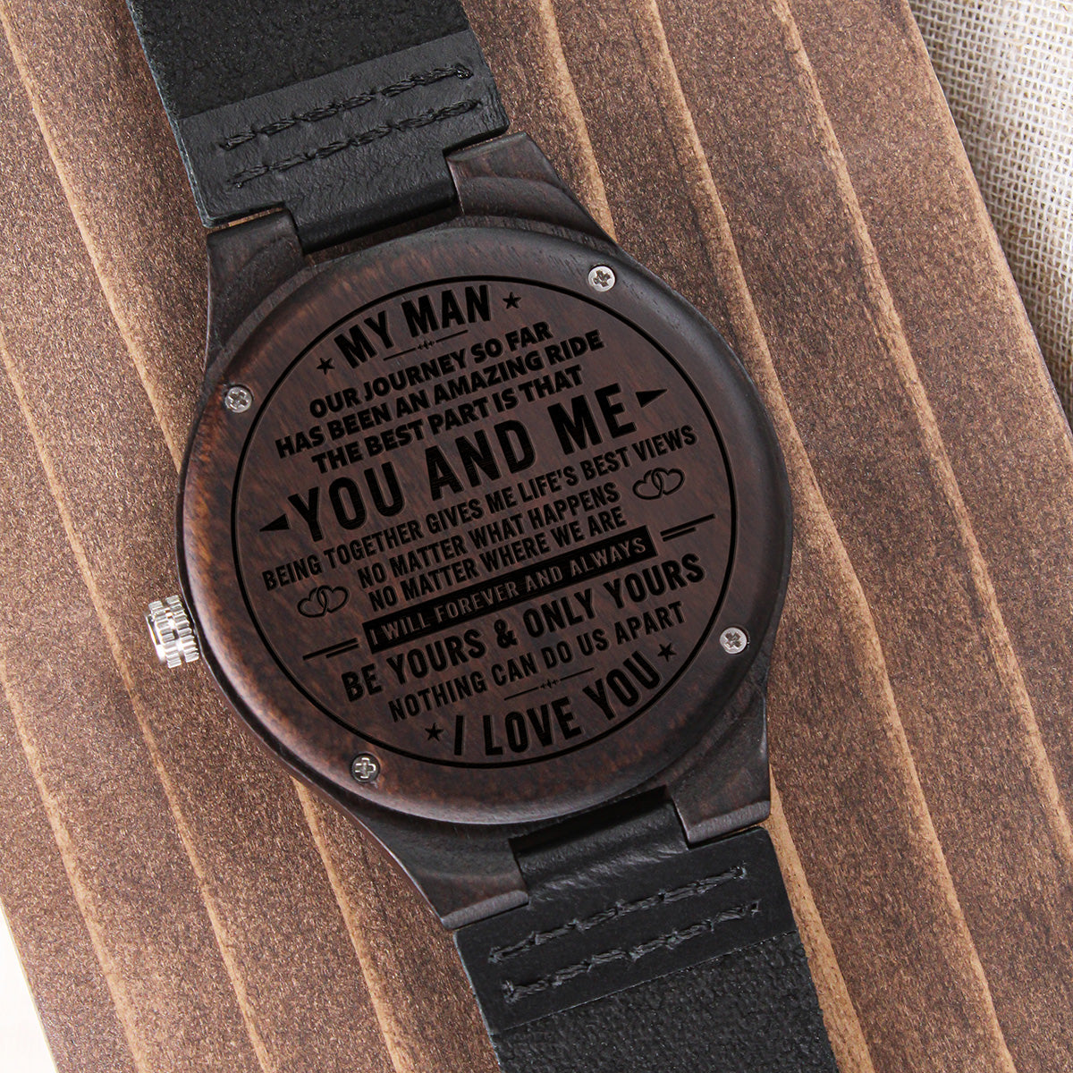 Man Our Journey So Far, Engraved Wooden Watch, Romantic Gift for Him, Christmas Gift Idea