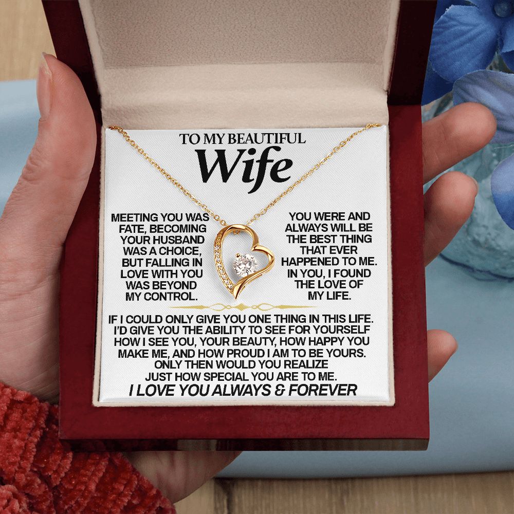 To My Beautiful Wife | Meeting You Was Fate | Forever Love Necklace