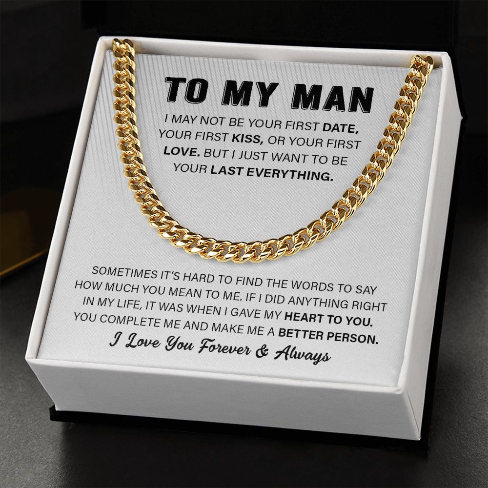 To My Man Cuban Link Chain Necklace | Heart To You | Unique Gift for Husband - Boyfriend