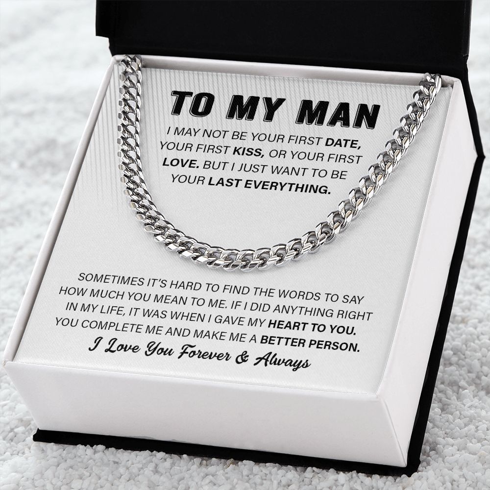 To My Man Cuban Link Chain Necklace | Heart To You | Unique Gift for Husband - Boyfriend