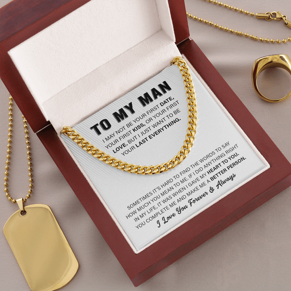 To My Man Cuban Link Chain Necklace | Heart To You | Unique Gift for Husband - Boyfriend