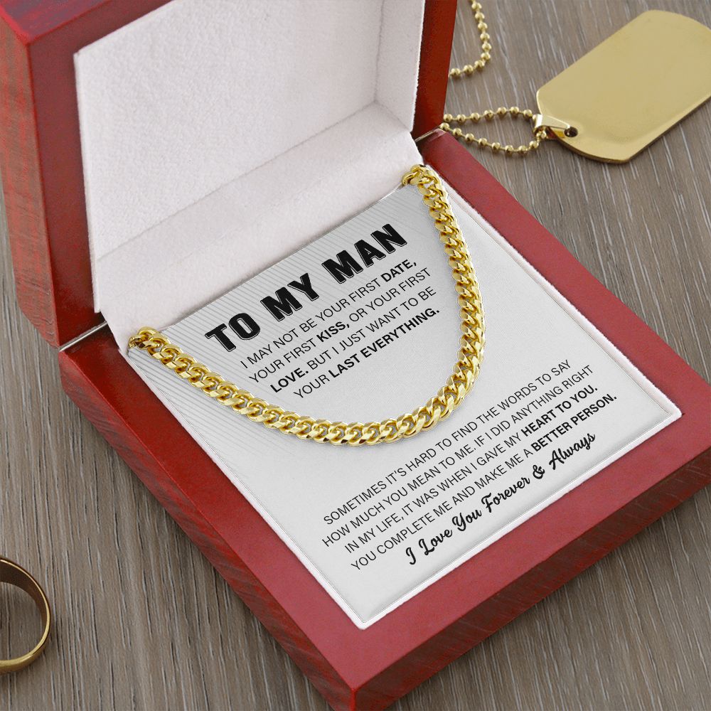 To My Man Cuban Link Chain Necklace | Heart To You | Unique Gift for Husband - Boyfriend