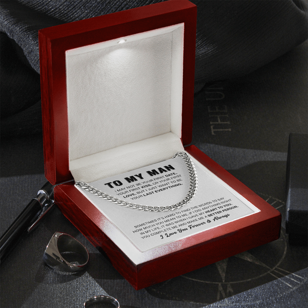 To My Man Cuban Link Chain Necklace | Heart To You | Unique Gift for Husband - Boyfriend