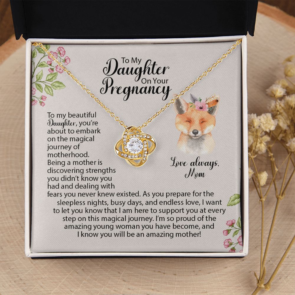 Daughter Pregnancy Love Knot Necklace