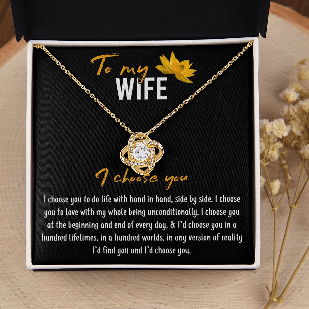 To My Wife I Choose You Love Knot Necklace