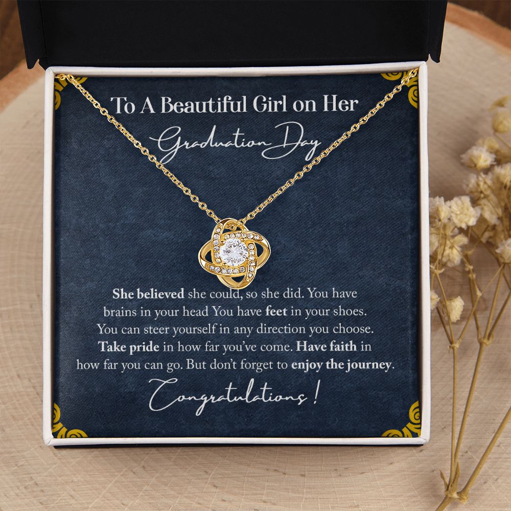 To My Beautiful Girl on Her Graduation Day Love Knot Necklace