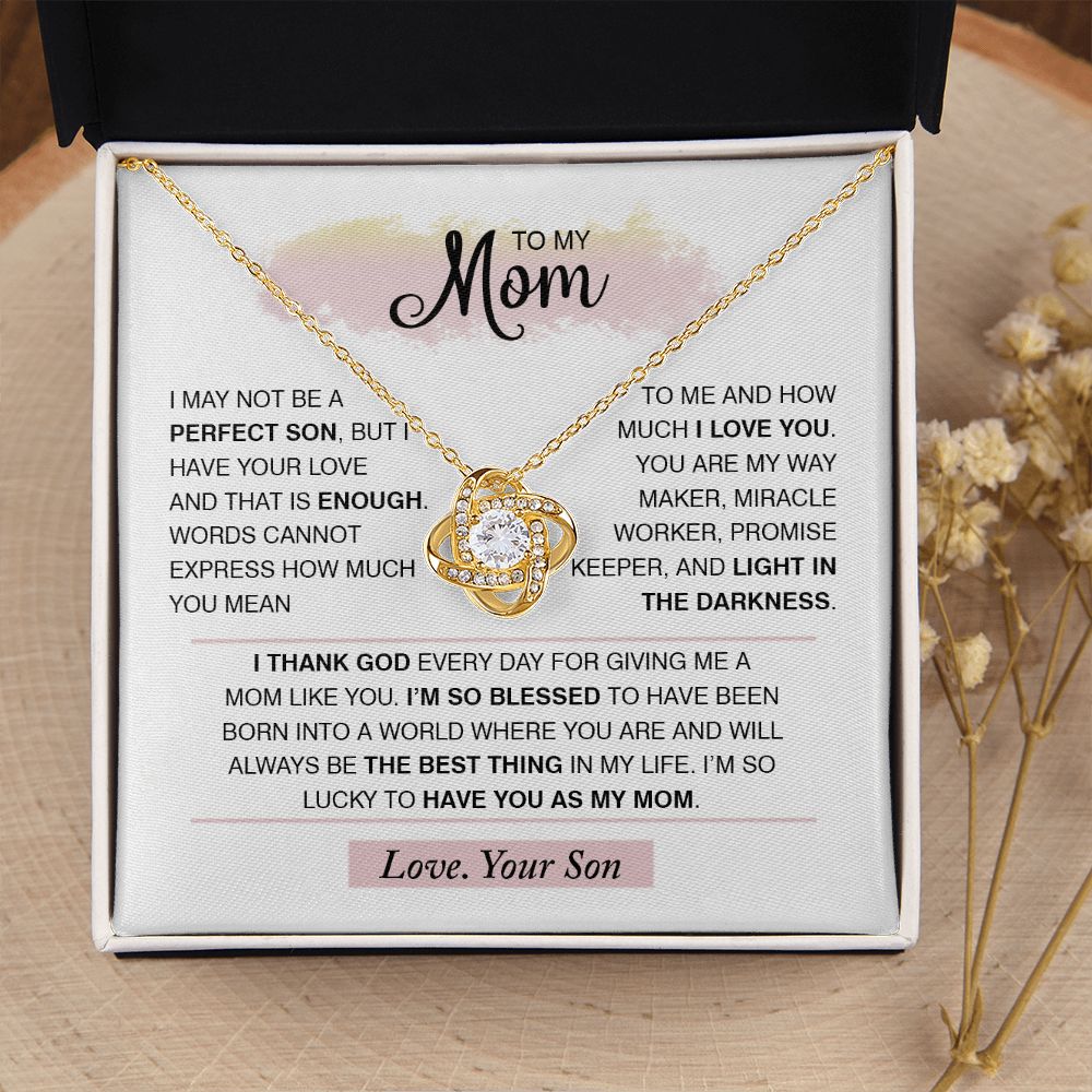 To My Mom Love Knot Necklace