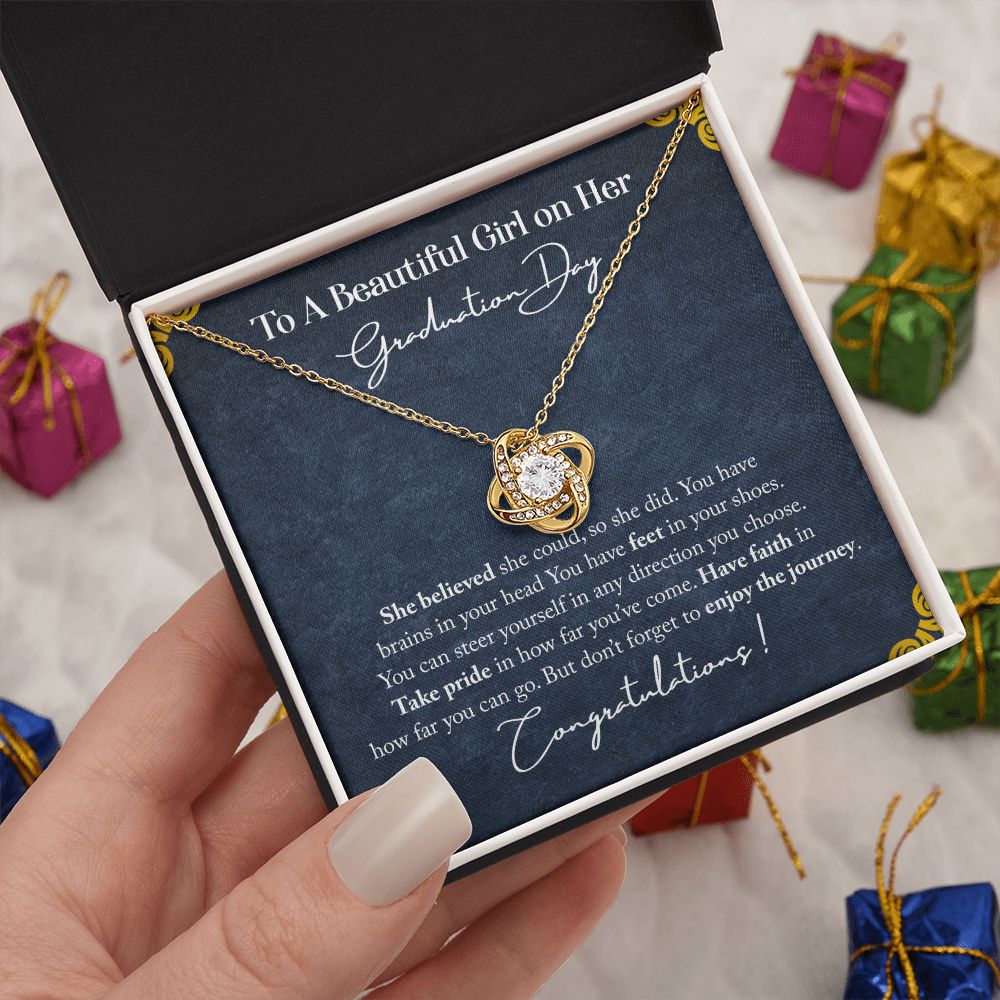 To My Beautiful Girl on Her Graduation Day Love Knot Necklace