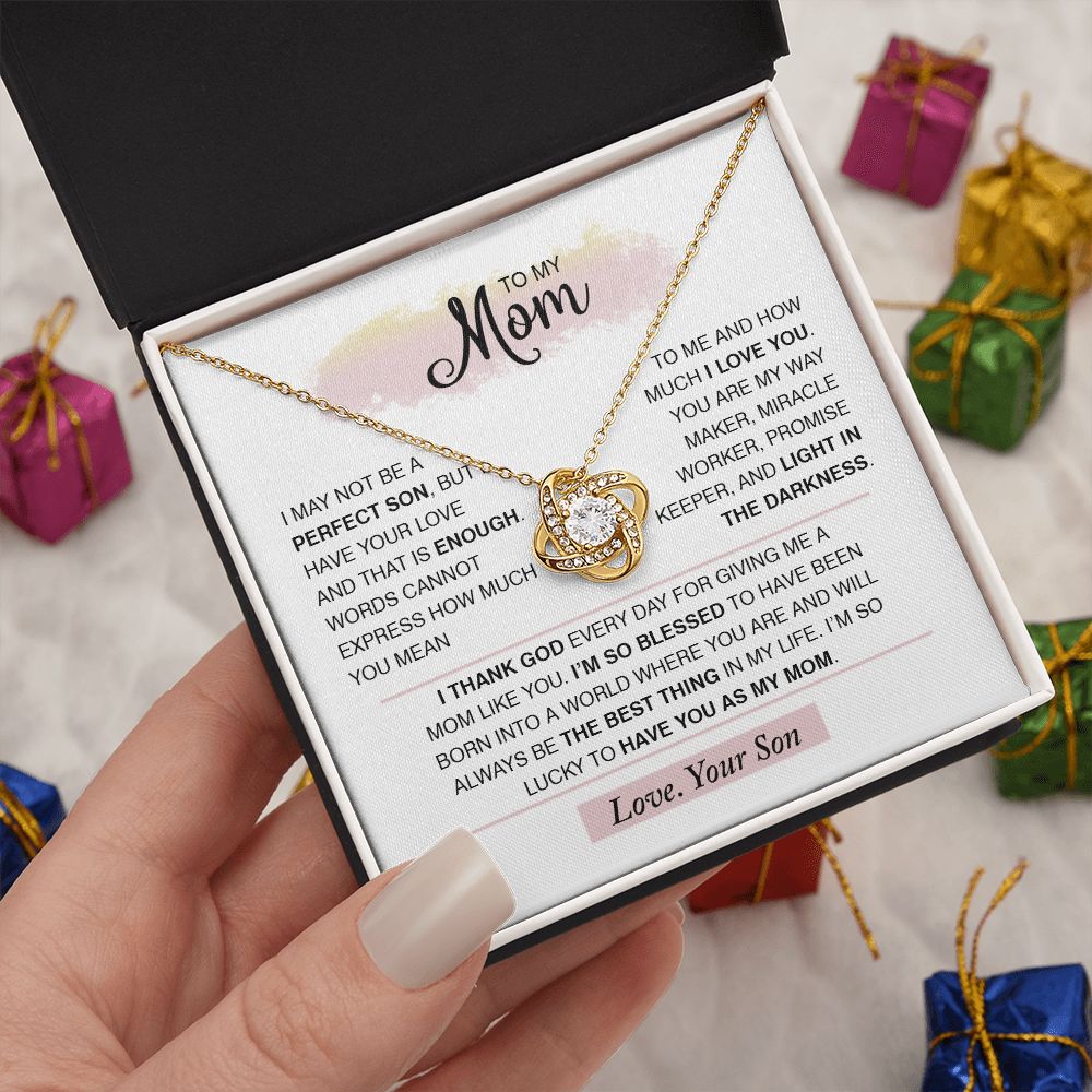 To My Mom Love Knot Necklace