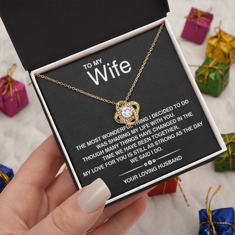 To My Wife Silver Love Knot Necklace