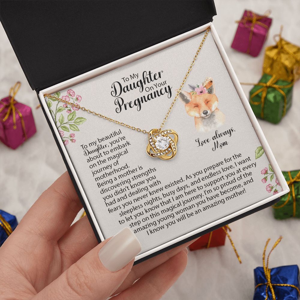 Daughter Pregnancy Love Knot Necklace