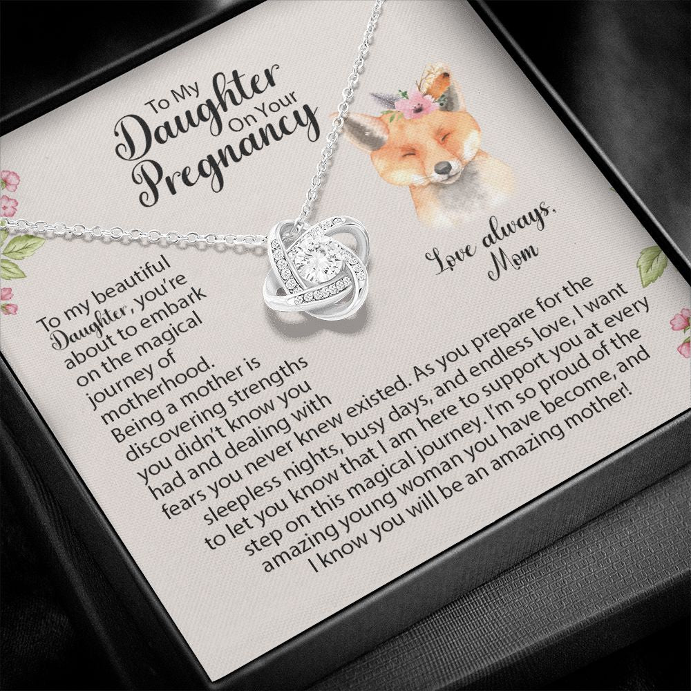 Daughter Pregnancy Love Knot Necklace
