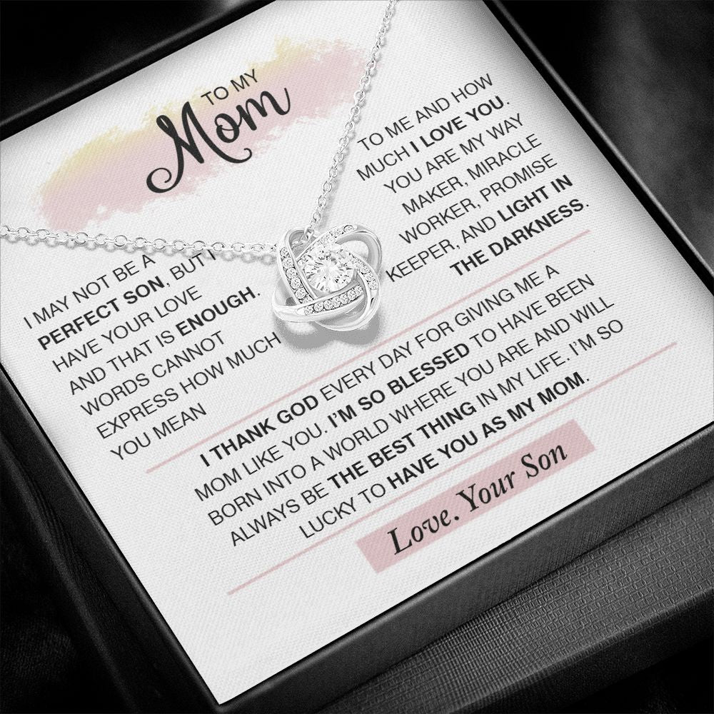 To My Mom Love Knot Necklace
