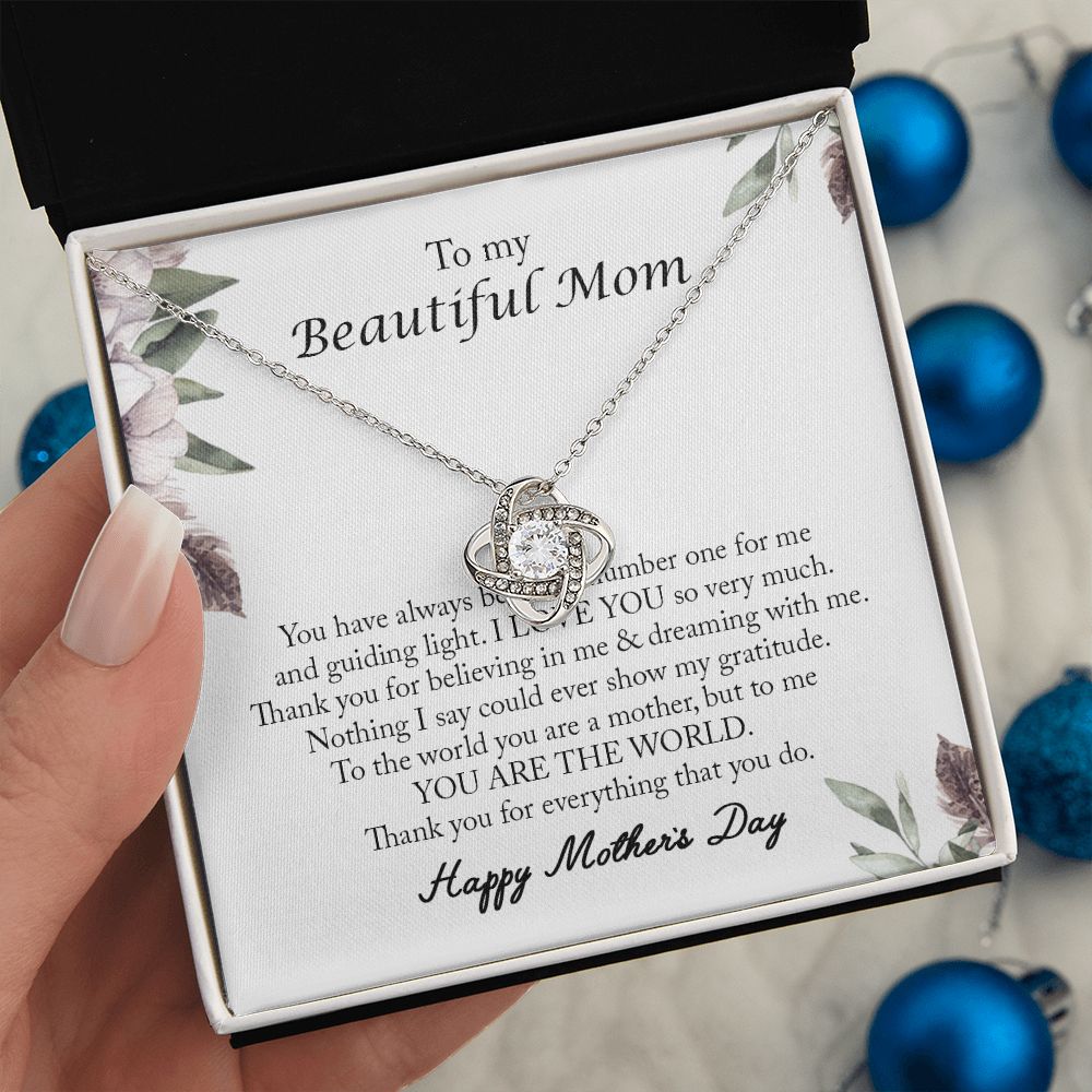 To My Beautiful Mom, Mother's Day Necklace, Love Knot Necklace