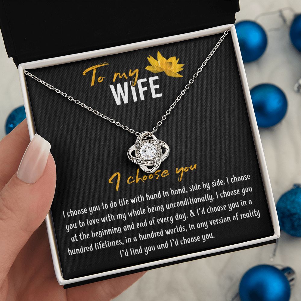 To My Wife I Choose You Love Knot Necklace