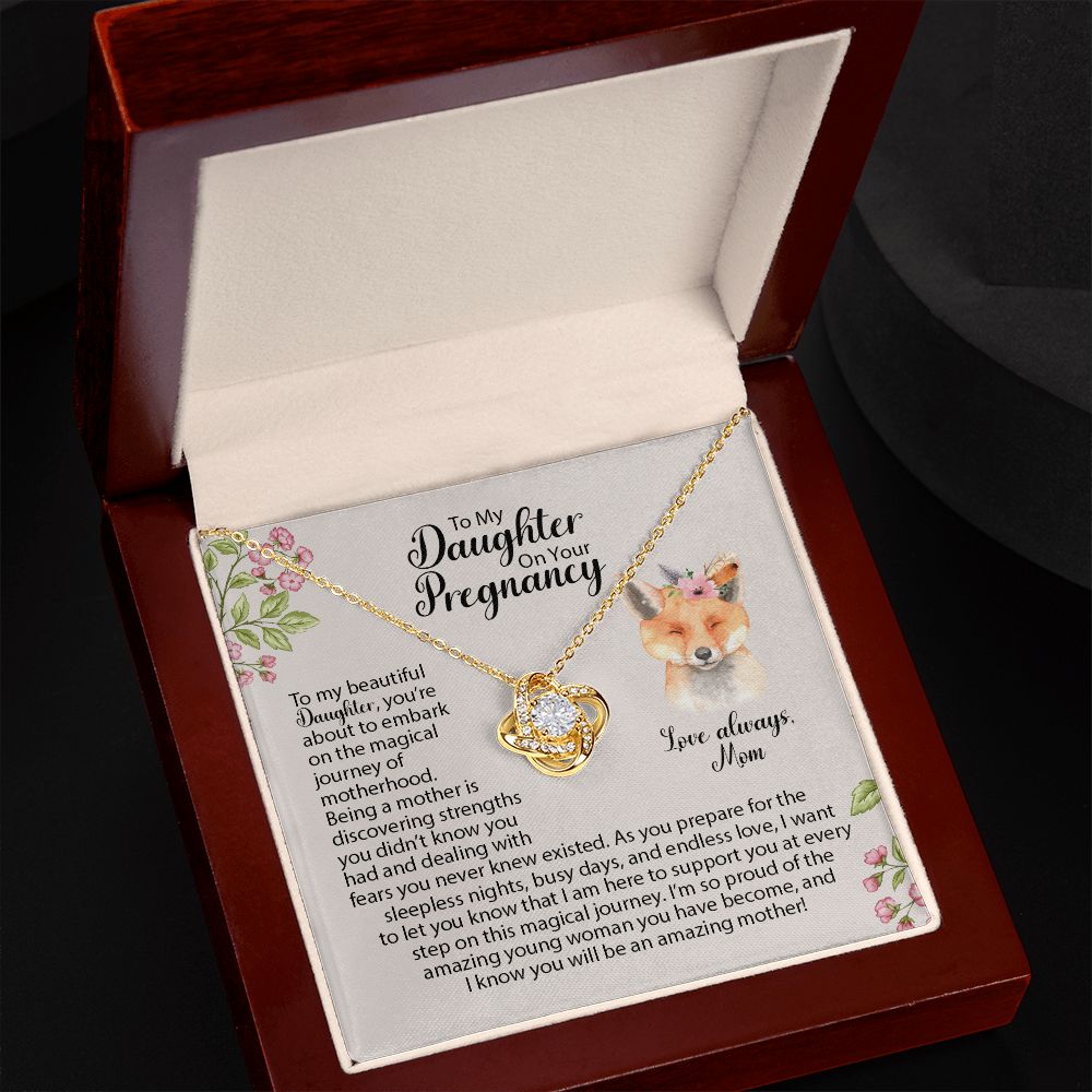 Daughter Pregnancy Love Knot Necklace