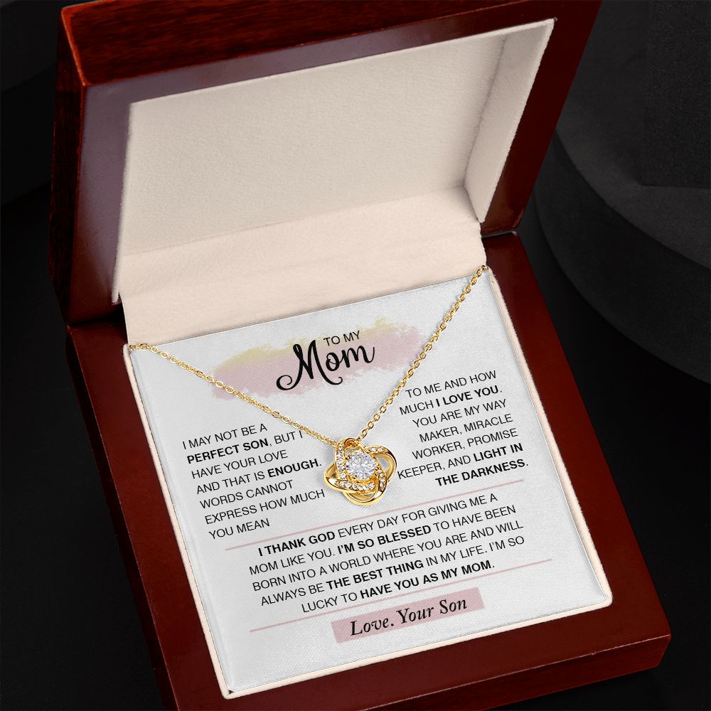 To My Mom Love Knot Necklace