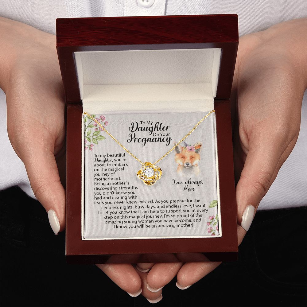 Daughter Pregnancy Love Knot Necklace