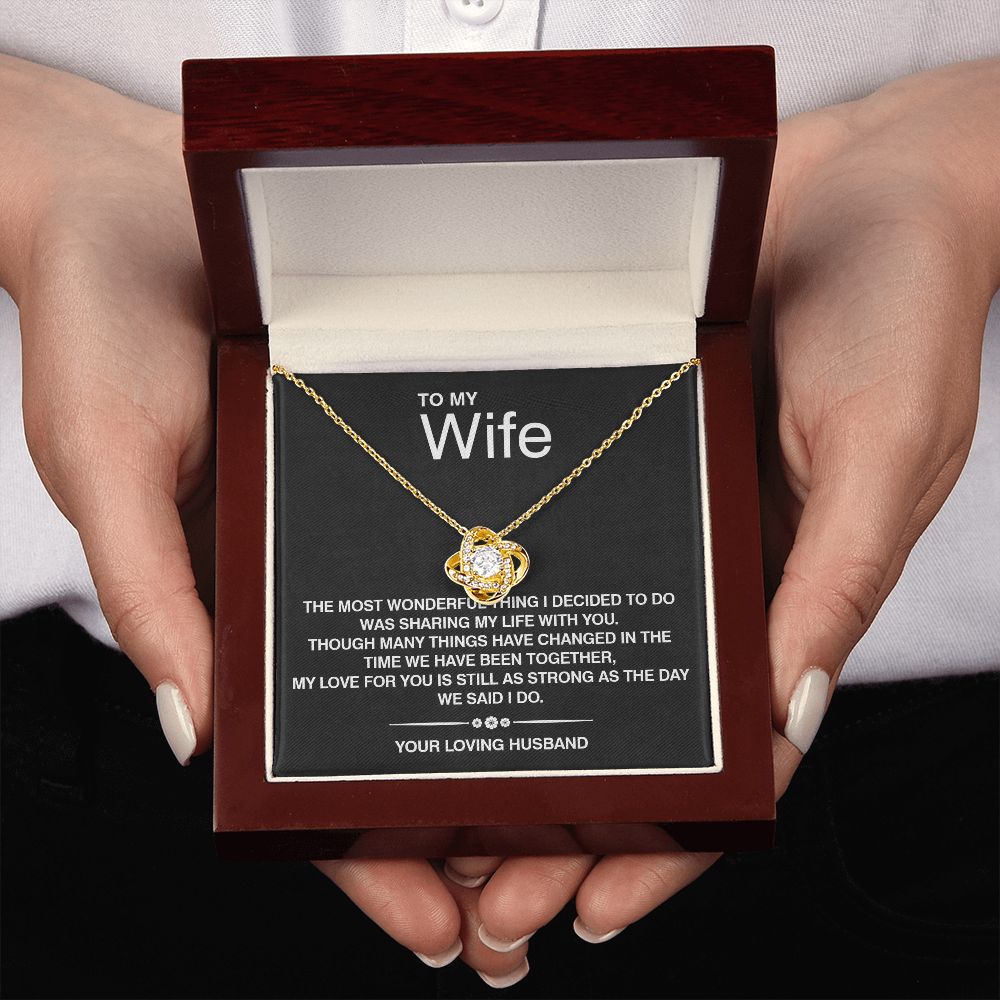 To My Wife Silver Love Knot Necklace
