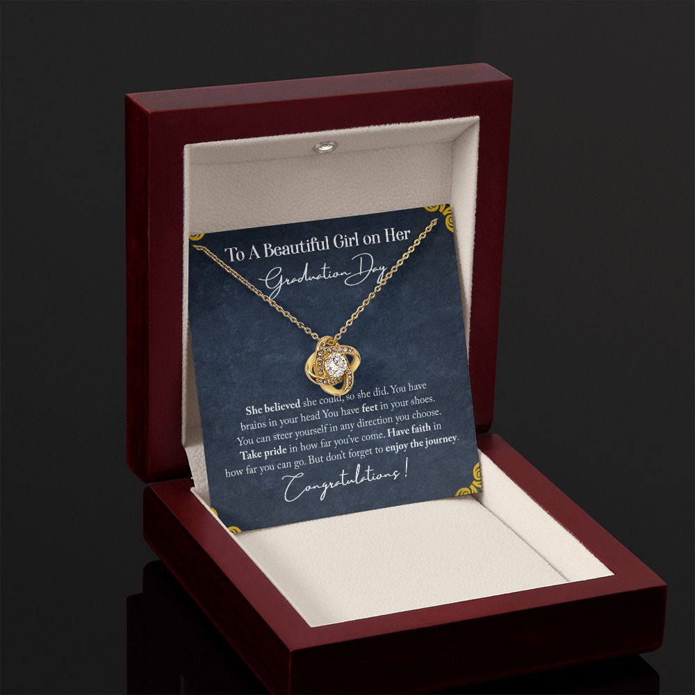To My Beautiful Girl on Her Graduation Day Love Knot Necklace