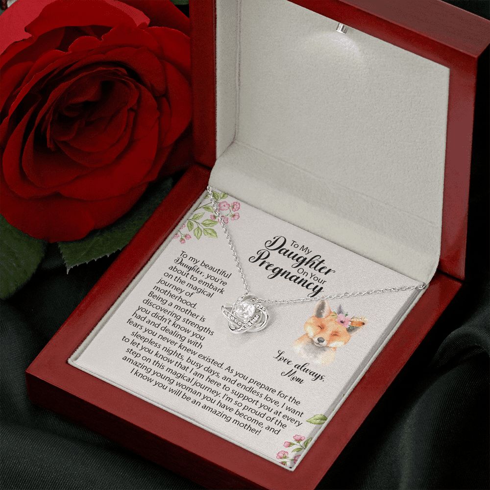 Daughter Pregnancy Love Knot Necklace