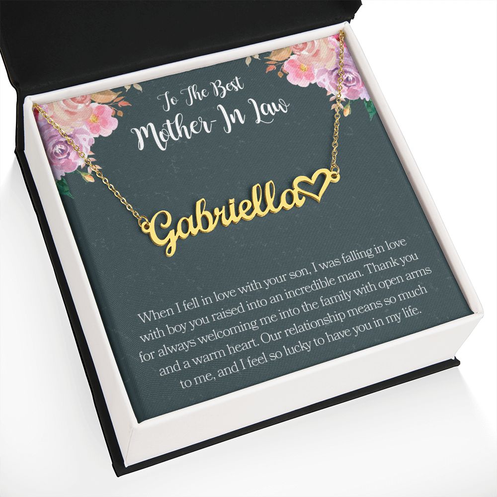To The Best Mother In Law Heart Name Necklace