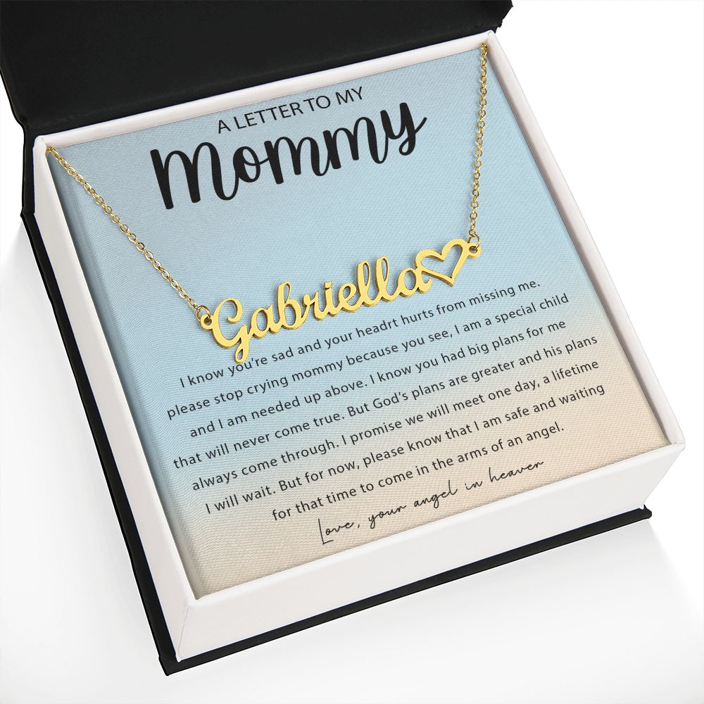 Letter To My Mommy Heart Name Necklace