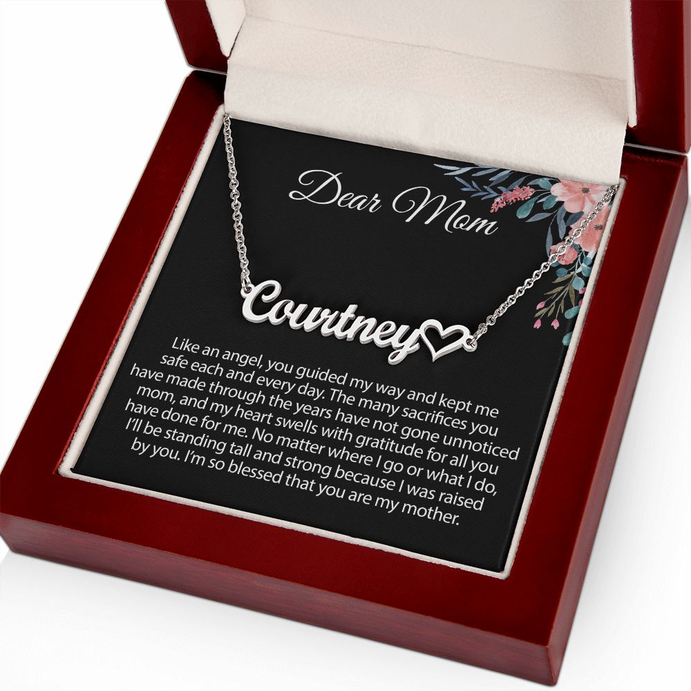 Gift For Mom Heart Name Necklace
