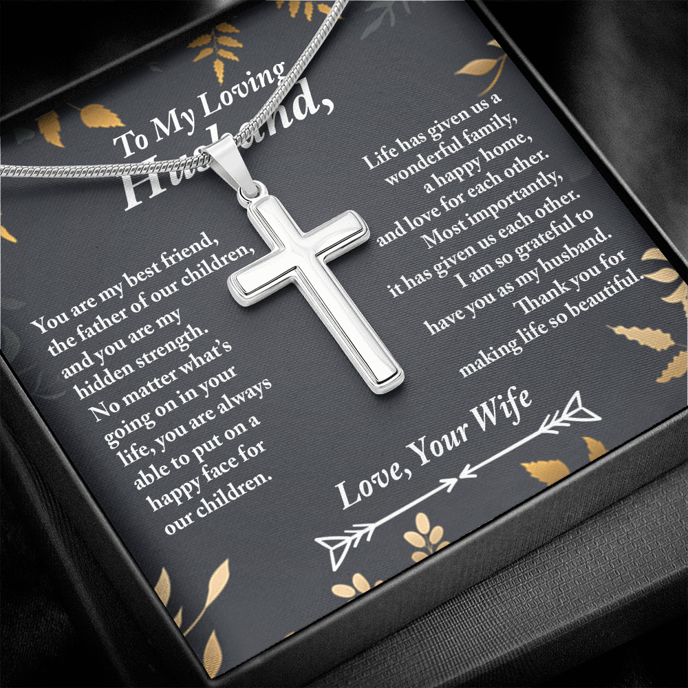 To My Husband Cross Necklace, Christmas Gift Ideas for Husband, Anniversary Gift for Him, Valentines Day Jewelry Gift