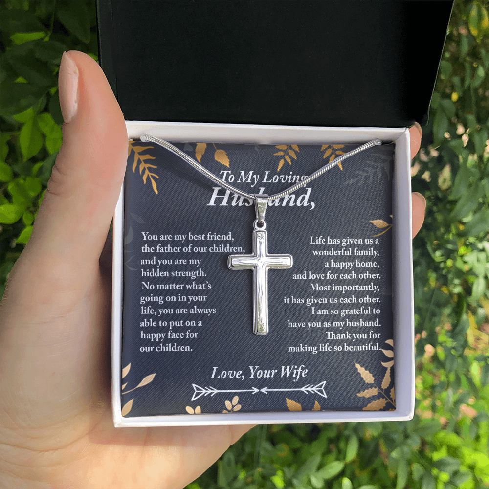 To My Husband Cross Necklace, Christmas Gift Ideas for Husband, Anniversary Gift for Him, Valentines Day Jewelry Gift