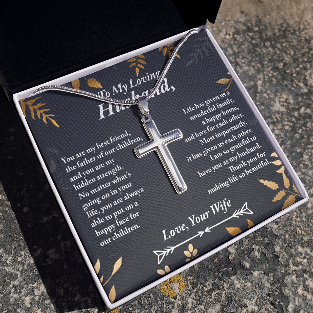 To My Husband Cross Necklace, Christmas Gift Ideas for Husband, Anniversary Gift for Him, Valentines Day Jewelry Gift