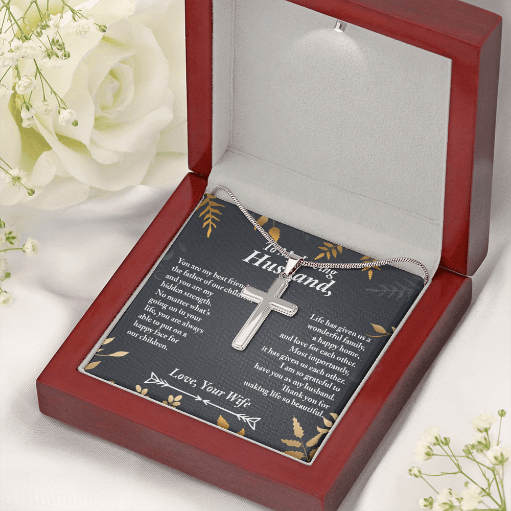 To My Husband Cross Necklace, Christmas Gift Ideas for Husband, Anniversary Gift for Him, Valentines Day Jewelry Gift