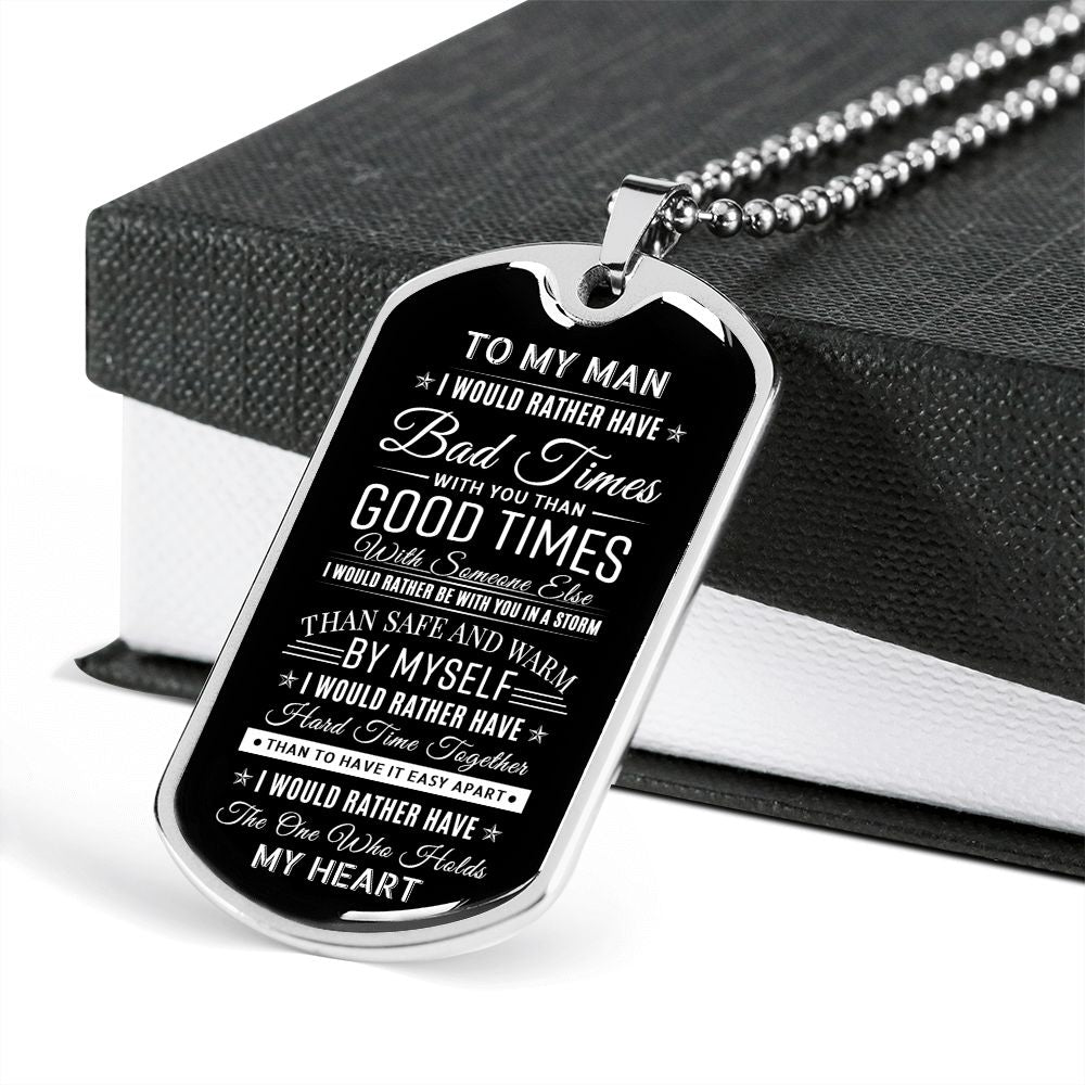 To My Man - The One Who Hold my Heart, Dog Tag Necklace