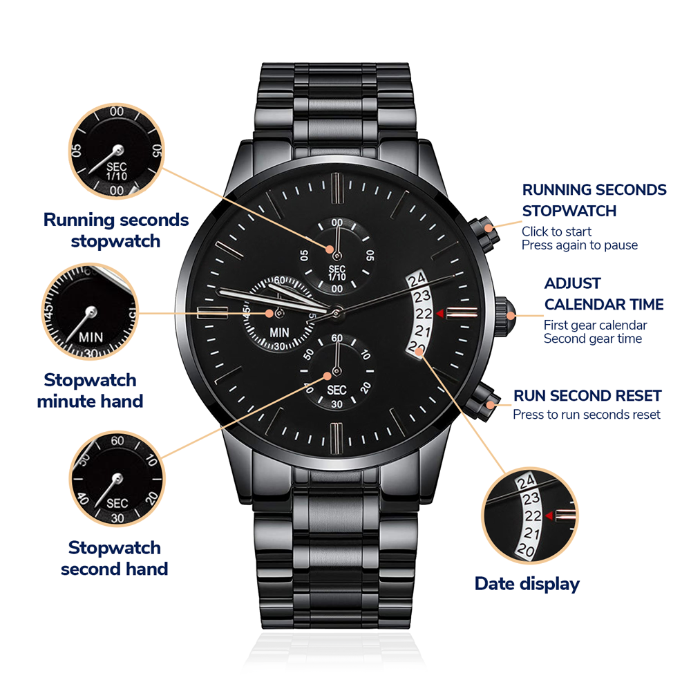To My Man | My Missing Piece | Engraved Design Black Watch | Perfect Gift for Your Man
