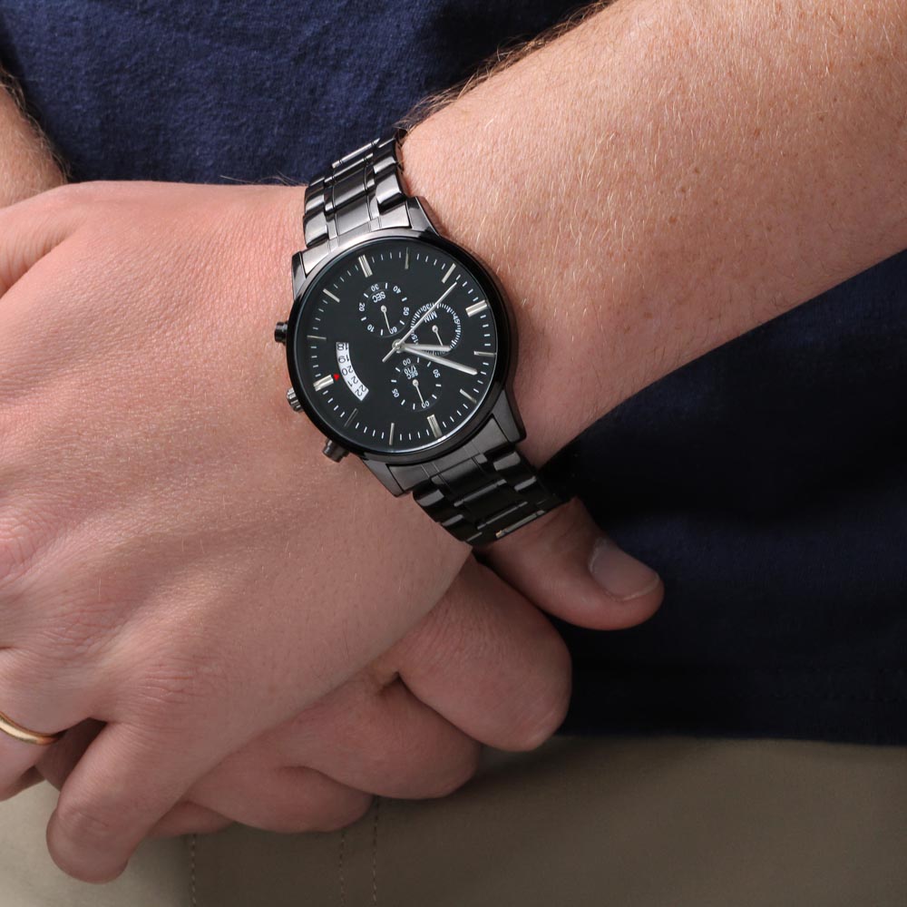 To My Man | My Missing Piece | Engraved Design Black Watch | Perfect Gift for Your Man