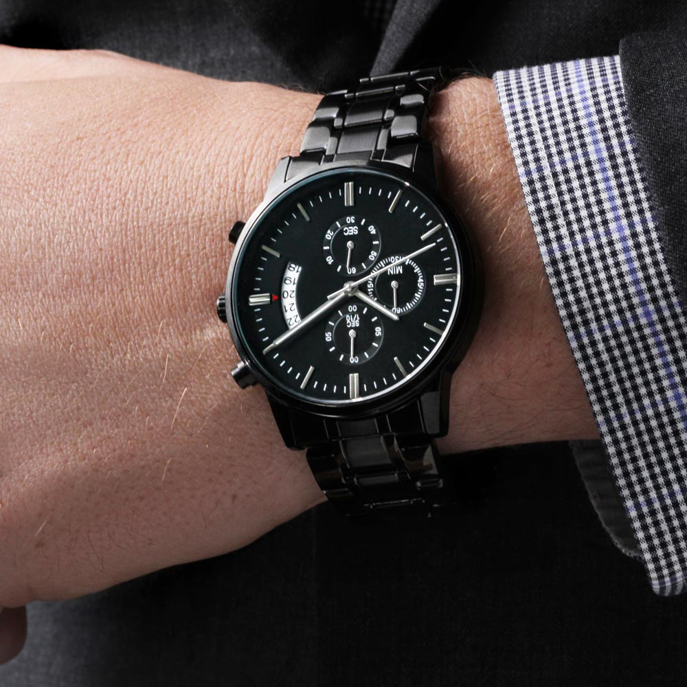 To My Man | My Missing Piece | Engraved Design Black Watch | Perfect Gift for Your Man