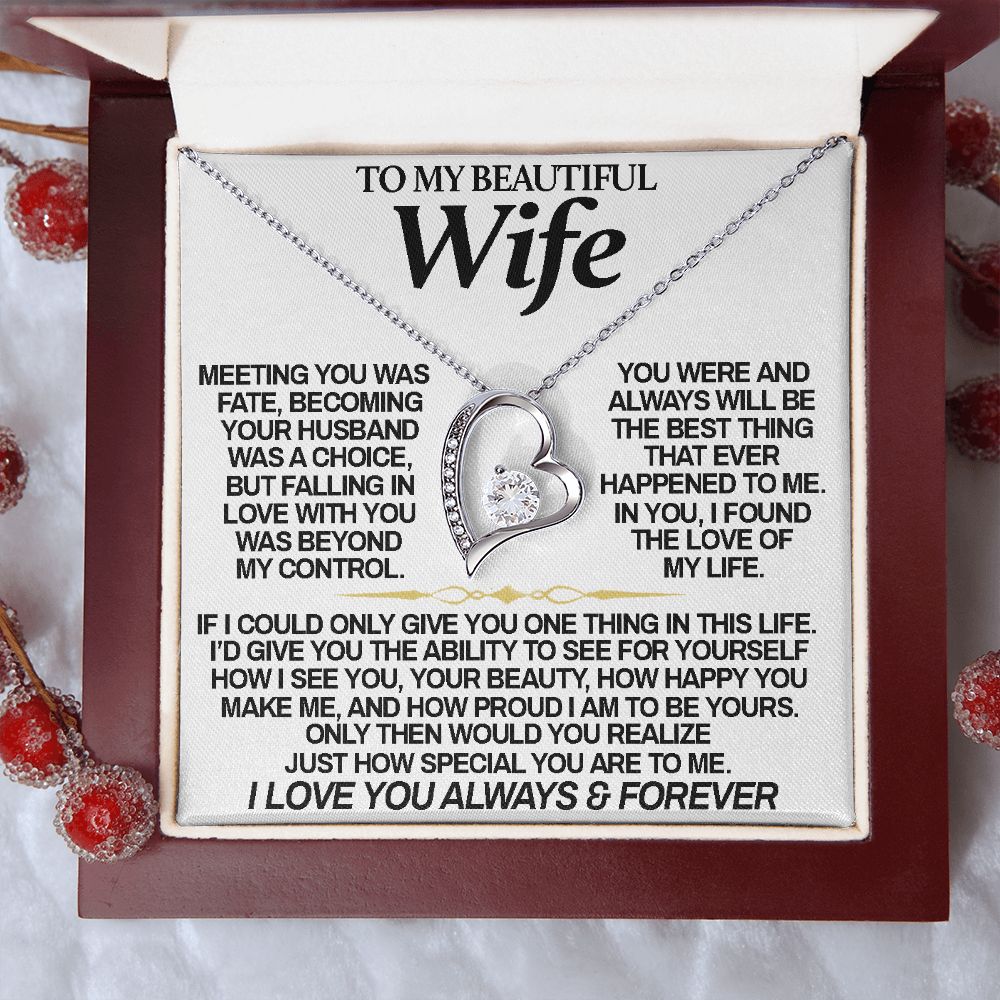 To My Beautiful Wife | Meeting You Was Fate | Forever Love Necklace