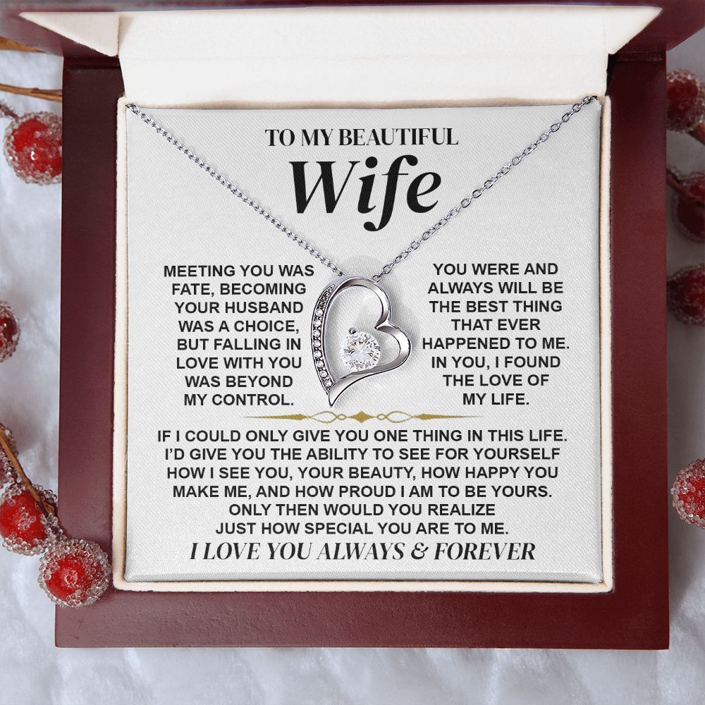 To My Beautiful Wife | Meeting You Was Fate | Forever Love Necklace