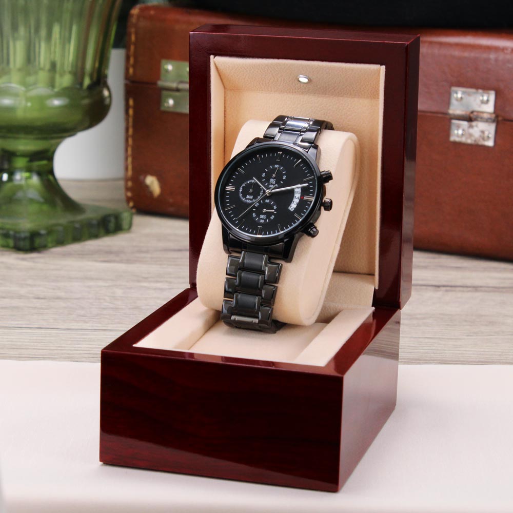 To My Man | My Missing Piece | Engraved Design Black Watch | Perfect Gift for Your Man